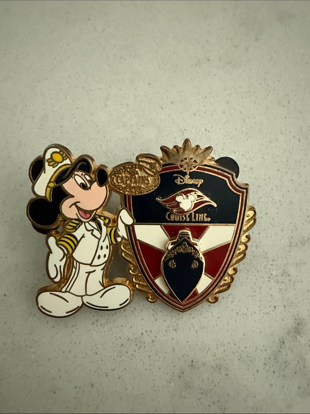 Disney Captain Mickey Cruise Line Enamel Pin - Navy, Red, White & Gold